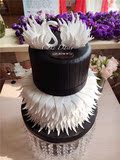 【翻糖手记】超美纯净黑白色天鹅艺术翻糖蛋糕送女友婚礼杭州同城