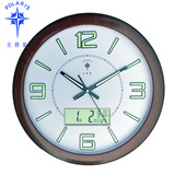 北极星夜光挂钟客厅现代静音日历简约万年历大号圆形20英寸钟表