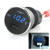 汽车电压表USB车充二合一 车载手机充电器2.1A电瓶电压数显检测