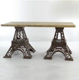 法式田园风个性埃菲尔铁塔造型餐桌铁艺休闲小书桌长方形桌椅组合