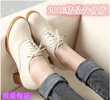 2016春夏新款韩版新款英伦深口中跟单鞋小白皮鞋复古粗跟高跟女鞋