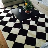 包邮新款立体黑白格子条纹简约时尚晴纶地毯客厅卧室定制满铺地毯