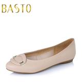 BASTO/百思图秋秋季商场同款尖头平跟羊皮浅口女单鞋女鞋TCY36CQ5