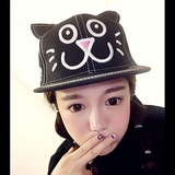 韩国新款可爱刺绣猫咪猫耳朵学生夏季棒球帽女士情侣嘻哈帽潮帽子