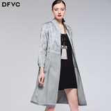 dfvc2016春装新款秋女装 欧洲站蚕丝刺绣风衣 羊毛薄款外套中长款