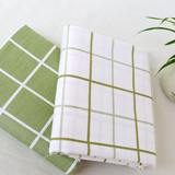 猫太太/ 纯棉面料 斜纹床单被套布料 幅宽2.4米 清新绿白格子棉布