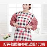 纯棉韩式长袖围裙布艺防油可爱衣服罩可爱成人工作服厨房罩衣包邮
