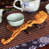 黄杨木雕如意 节节高升灵芝竹子手工雕刻 茶桌摆件 茶宠工艺品