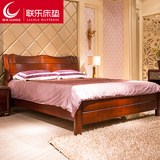 联乐 高档家具中式1.5米原木简约现代双人床 1.8米进口桦木实木床