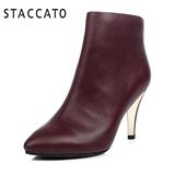 STACCATO/思加图油蜡胎牛皮女皮短靴EF527DD4冬季