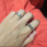 925纯银指环戒指 泰国复古老银开口可调节中性戒指