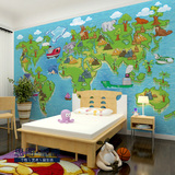 儿童房卡通世界地图大型壁画客厅卧室幼儿园幼儿早教背景墙壁纸