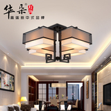 现代新中式灯具 led客厅灯长方形大气布艺吸顶灯温馨复古主卧室灯