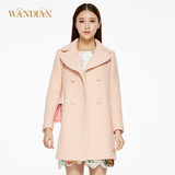 婉甸 2015冬季女装韩版中长款毛呢外套修身加厚羊毛呢子直筒大衣