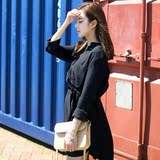 韩版加肥加大码女装2016春装新款 时尚长袖连衣裙胖mm显瘦打底衫
