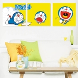 客厅装饰画三联无框画  儿童房间壁画卡通机器猫挂画沙发背景墙画