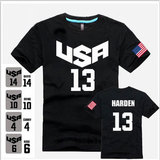 美国男篮 USA梦之队11 哈登戴维斯罗斯库里欧文 大码篮球短袖T恤