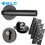 德国KLC门锁欧式室内卧室房门锁三件套装静音黑色太空铝分体门锁