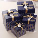 圣诞节糖果礼盒大号正方形正方体商务蓝色礼品盒蝴蝶结礼物包装盒