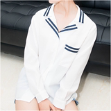 韩国正品代购Mixxmix 16夏新简约百搭拼色睡衣款式口袋白色衬衫女