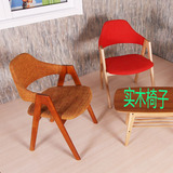 实木椅 餐椅客厅椅子 休闲时尚原木布艺实木框架环保阳台凳会所凳