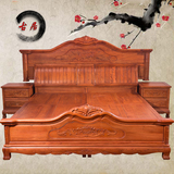 红木家具非洲花梨木实木双人大床1.8米手工雕刻卧室家具带床头柜