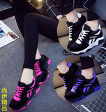 春夏季防滑黑白登山鞋少女生运动板鞋韩版学生休闲跑步紫红女鞋潮