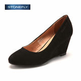 STONEFLY/斯通富来时尚专柜绒面牛皮圆头坡跟女鞋OL高跟浅口单鞋