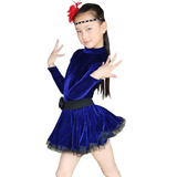 儿童秋冬新款拉丁裙舞蹈演出服加厚长袖拉丁舞演出比赛服练功服