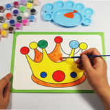 幼儿童涂色画3岁水彩填色画套装 带颜料笔调色盘 儿童填色画纸