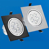 LED天花灯方型3W5W7W12W射灯筒灯可转方形灯银黑白三色嵌入式开孔