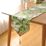 欧式田园绿色植物大话餐桌布艺桌垫电视柜茶几旗柜旗客厅餐桌旗