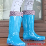 时尚冬夏季韩版加绒防滑洗车高筒雨靴 男女水鞋套胶鞋保暖水雨鞋