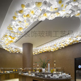 酒店餐厅会所空中吊饰玻璃  现代中式简约软装 手工琉璃叶片装饰