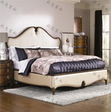 美式全实木床复古皮床欧式真皮软包双人床1.8米婚床卧室家具定制