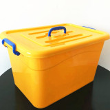 清仓黄色加厚透明整理箱子透明收纳箱塑料盒子有盖中号手提储物箱