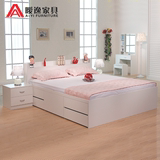 双人床1.8米 现代储物床抽屉床1.5榻榻米简约板式床低高箱床