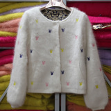 2015冬装新款女装貂绒外套短款韩版大码米老鼠毛衣女加厚开衫大衣