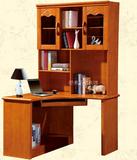 实木橡木连体转角书柜带书架组合台式电脑桌书桌办公桌中式宜家用