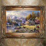 恒美手绘油画托马斯风景FT66欧美风别墅客厅玄关壁炉装饰有框壁画