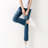 SZ＆ZA预售韩版女裤高腰牛仔裤长裤弹力修身大码女式直筒微喇叭裤