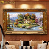 恒美手绘油画托马斯风景JM3幸福一家欧式别墅客厅餐厅装饰壁画