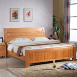 实木床 榉木床 单双人1米8现代中式木质木头婚床气动储物高箱床