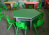 学校中小学生课桌椅辅导班培训桌美术桌幼儿园教学活动六边形桌