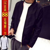 春秋青年外套男棒球领夹克短款韩版修身薄款运动贴布上衣大码长袖