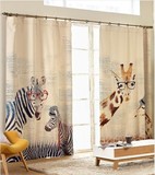 韩国斑马长颈鹿窗帘罗马遮光画窗帘卡通动物儿童成品卧室厨房门帘