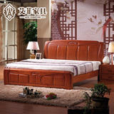 实木床双人床1.8米简约现代中式实木床1.5米 橡木高箱储物床83#