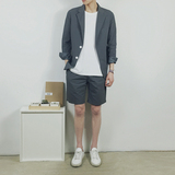 16韩版品质夜店男士休闲西服套装夏季薄潮青年修身短裤小西装英伦