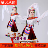 新款藏族舞蹈演出服饰水袖民族舞蹈表演服装套装西藏少数民族女
