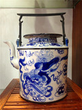 真品老古董 清代民窑青花瓷 大瓷壶 大茶壶 古董古玩 老瓷器